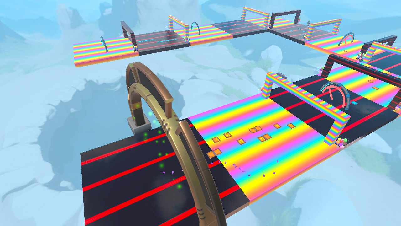 Rainbow and red neon Race